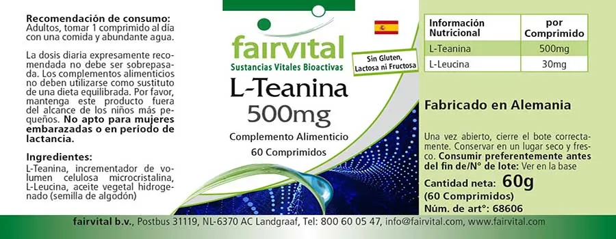 L-Theanine 500mg - 60 Tablets