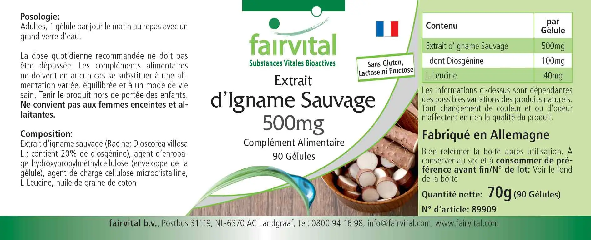 Igname sauvage 500mg - 90 gélules