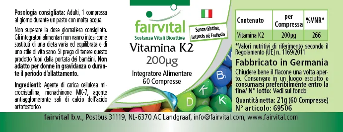 Vitamina K2 200µg - 60 comprimidos