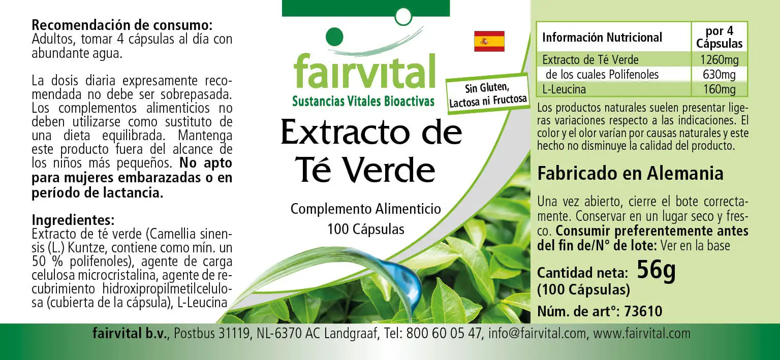 Extracto de Té verde - 100 Cápsulas