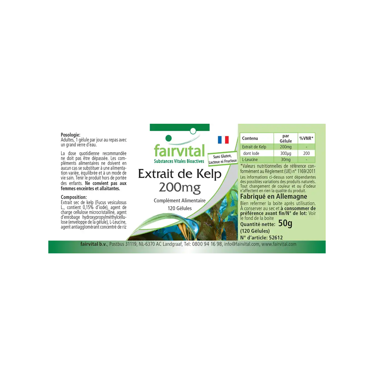 Extrait de kelp 200mg - 120 gélules