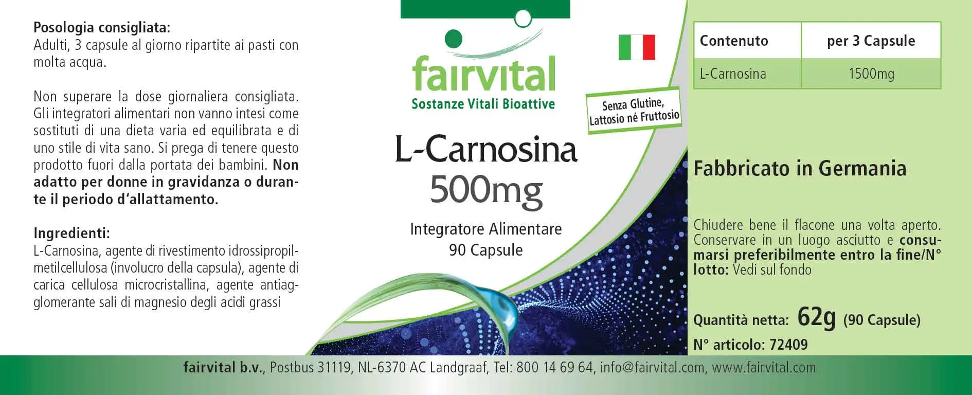 L-Carnosine 500mg - 90 capsule