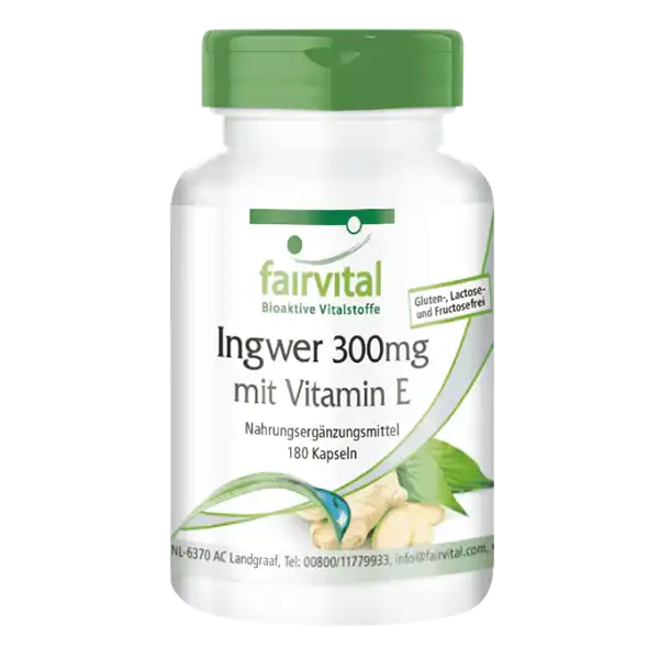 Jengibre 300mg + Vitamina E - 180 Cápsulas