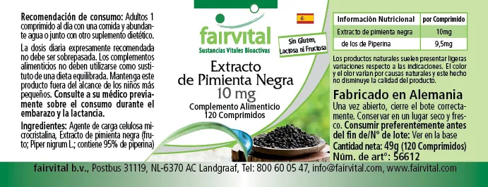 Extracto de pimienta negra 10mg