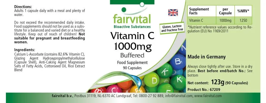 Vitamina C 1000mg - no ácida - 90 Cápsulas