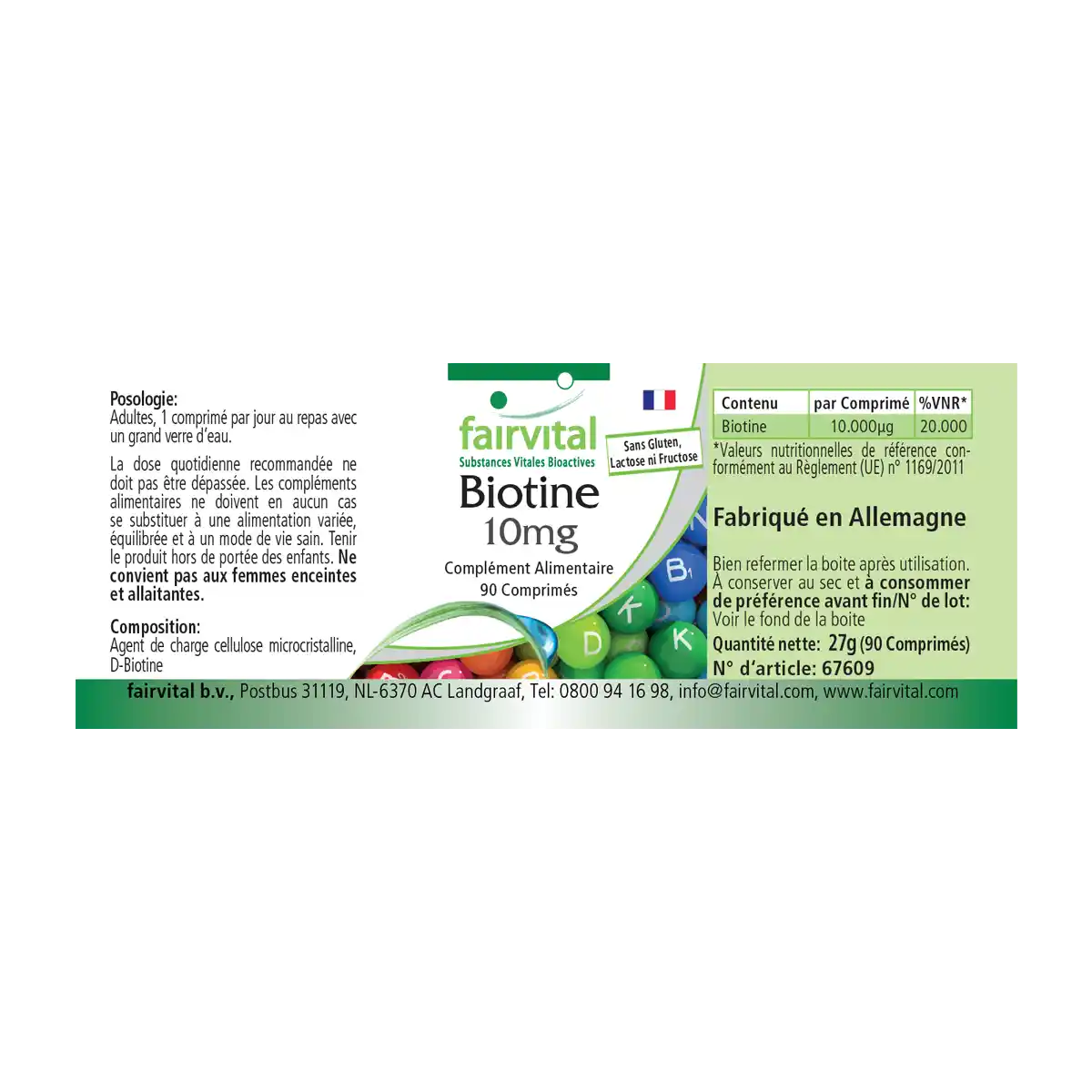 Biotina 10mg - 90 comprimidos