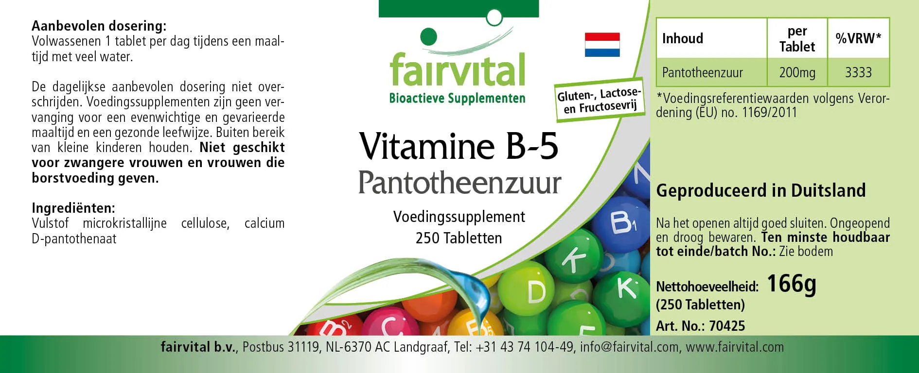 Vitamina B-5 acido pantotenico 200 mg - 250 compresse