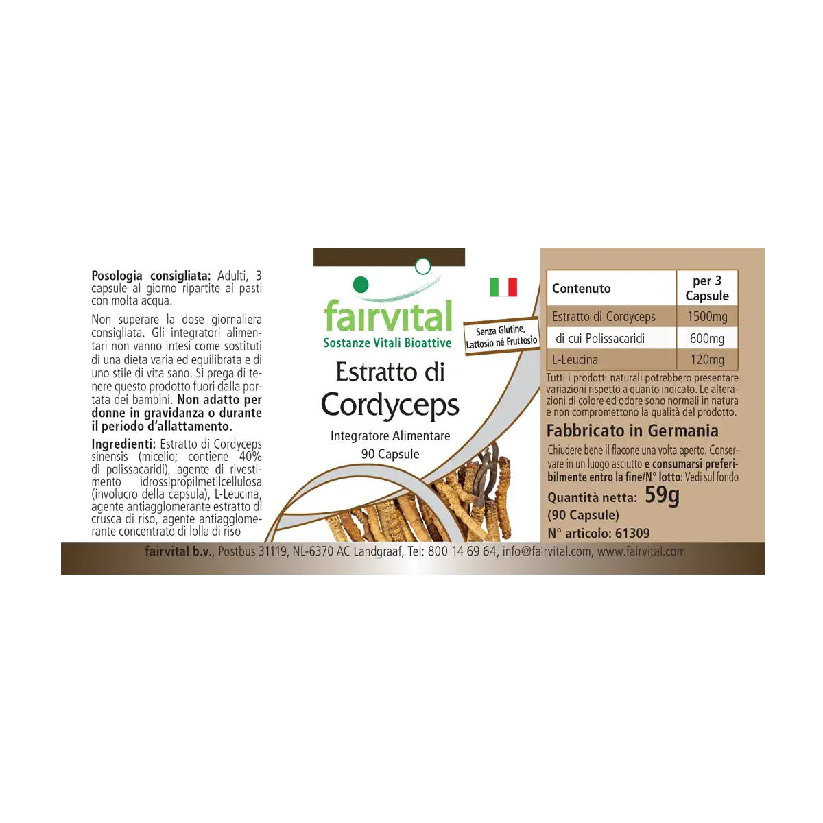 Extracto de Cordyceps - 90 Cápsulas