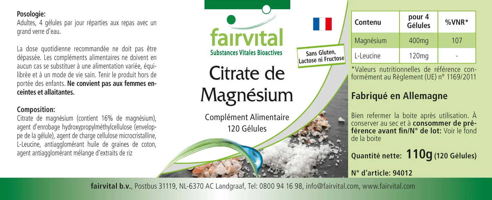 Citrate de magnésium - 120 gélules