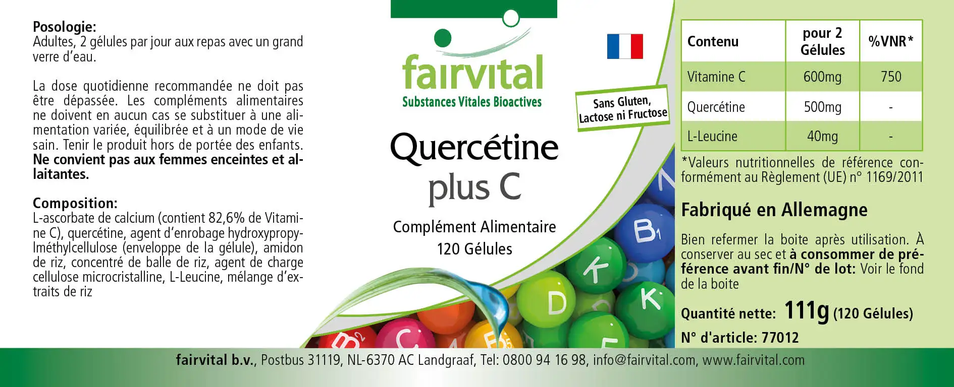 Quercétine plus vitamine C - 120 gélules