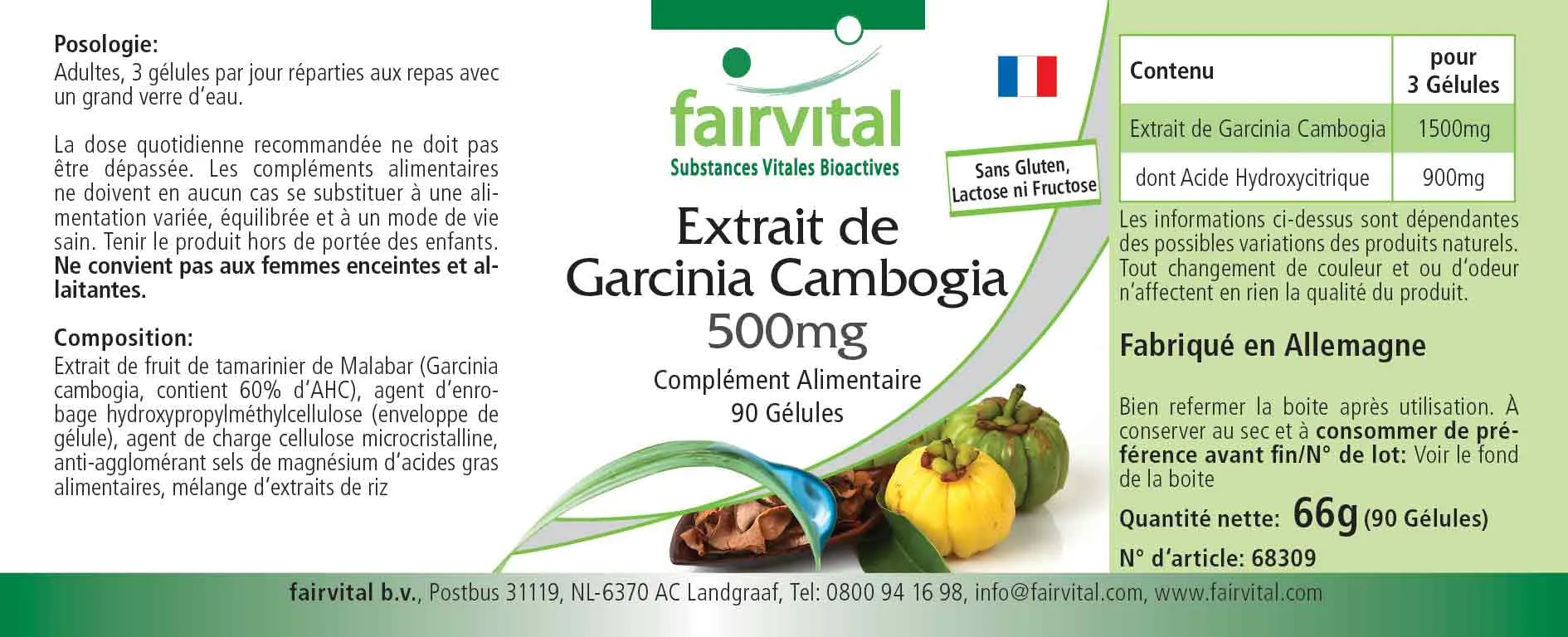 Estratto di Garcinia Cambogia 500mg - 90 capsule