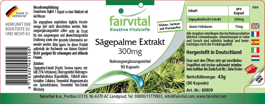 Extracto de Serenoa 300mg - 90 cápsulas