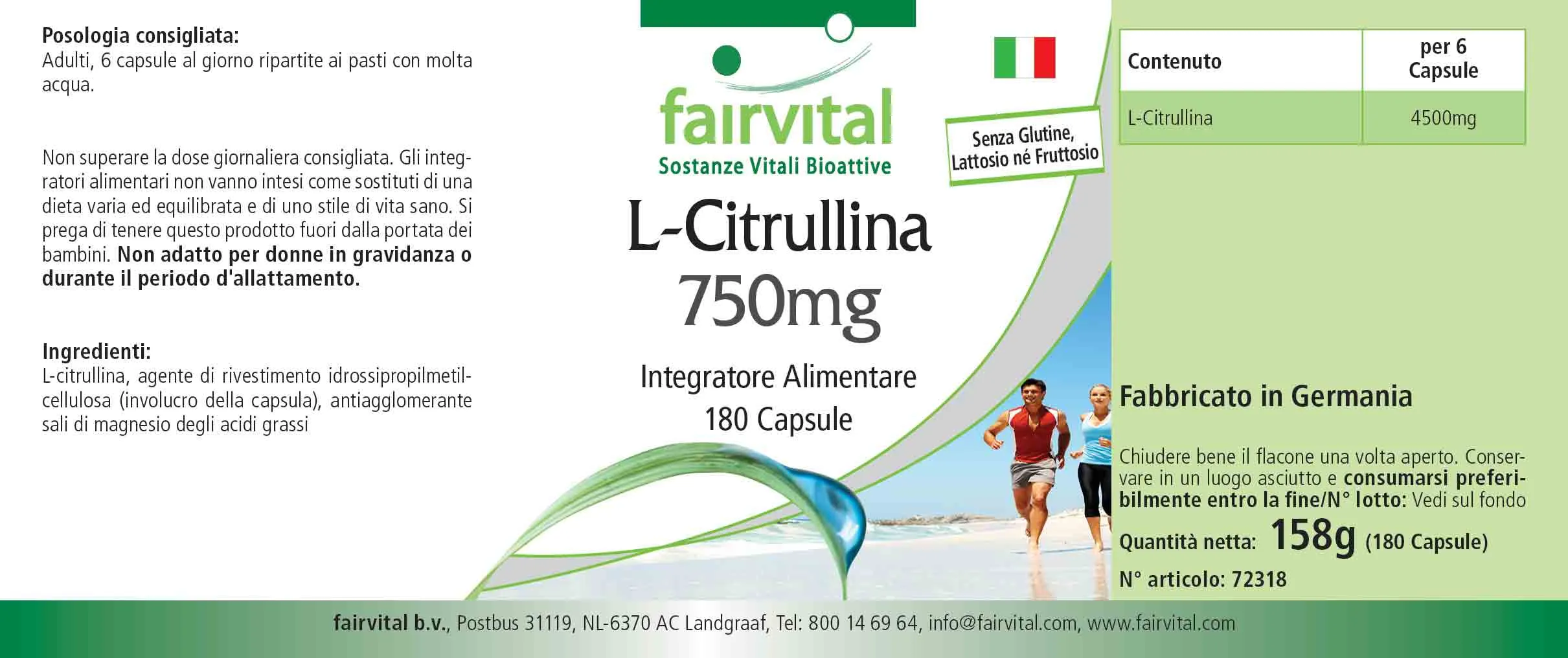 L-citrulline 750mg -180 capsules