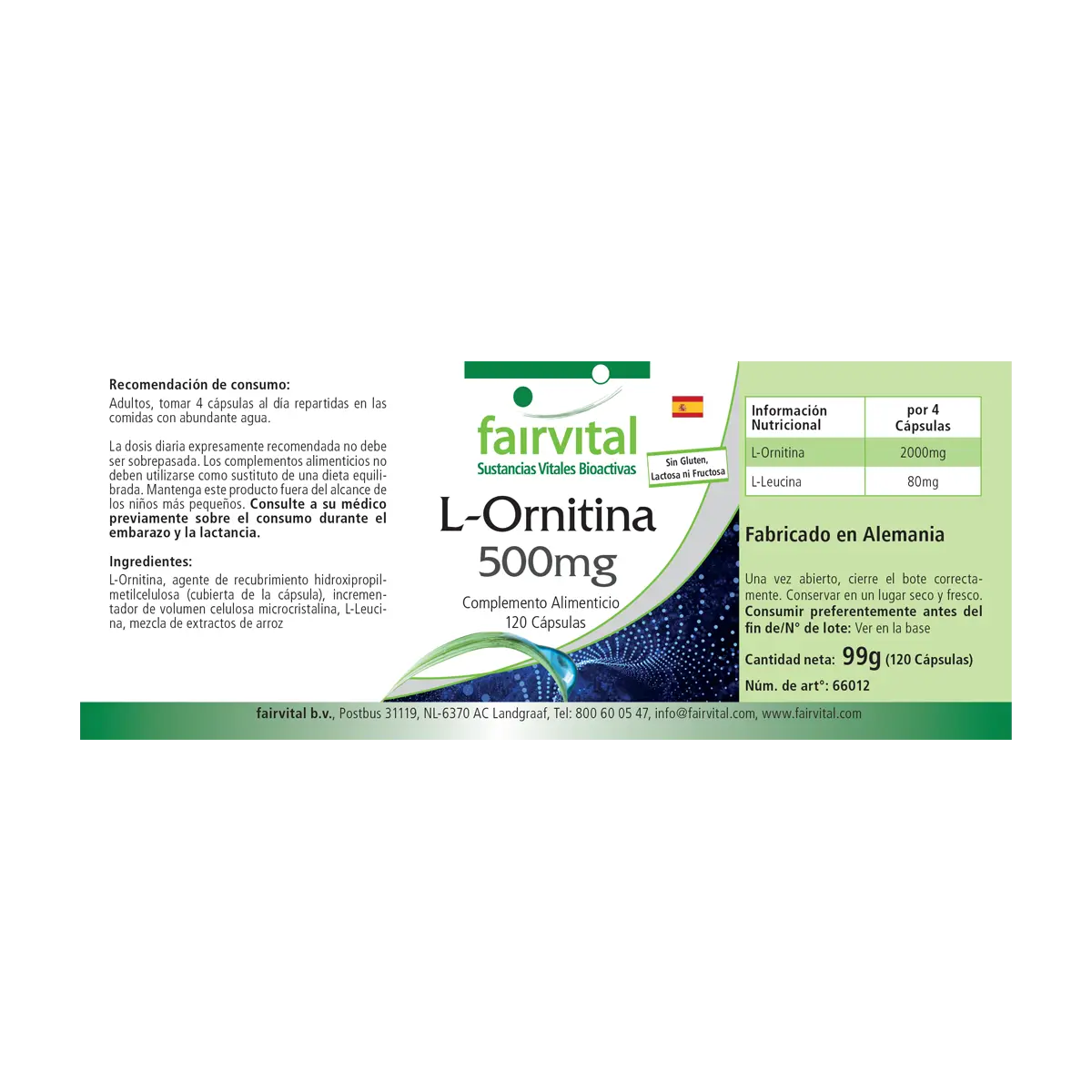 L-Ornitina 500mg - 120 Cápsulas