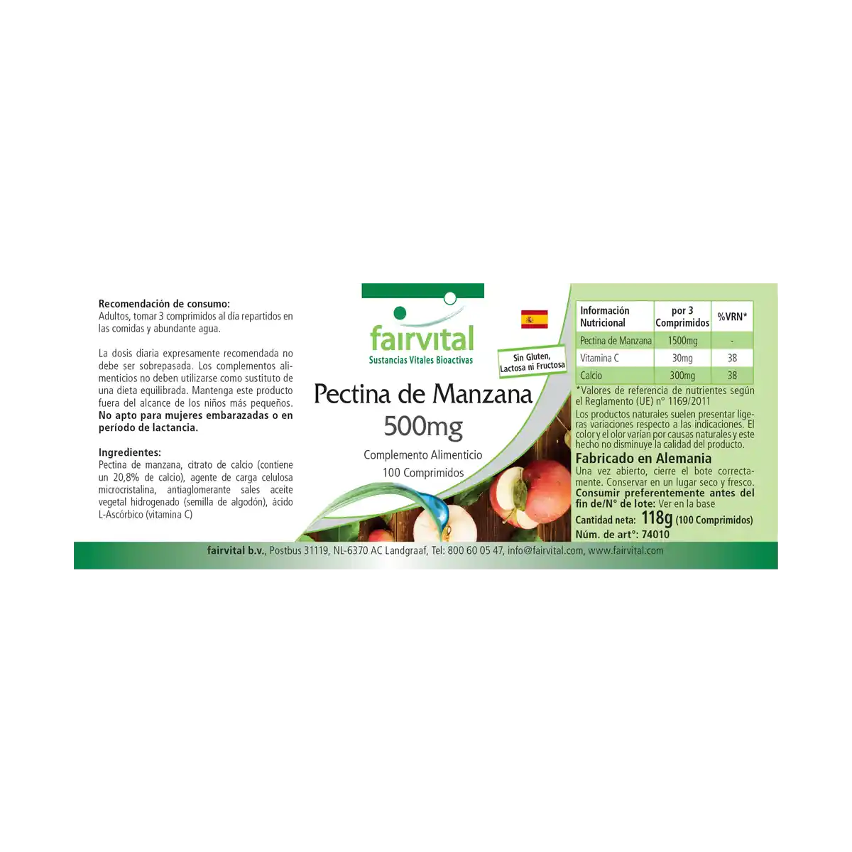 Pectina de manzana 500mg - 100 comprimidos