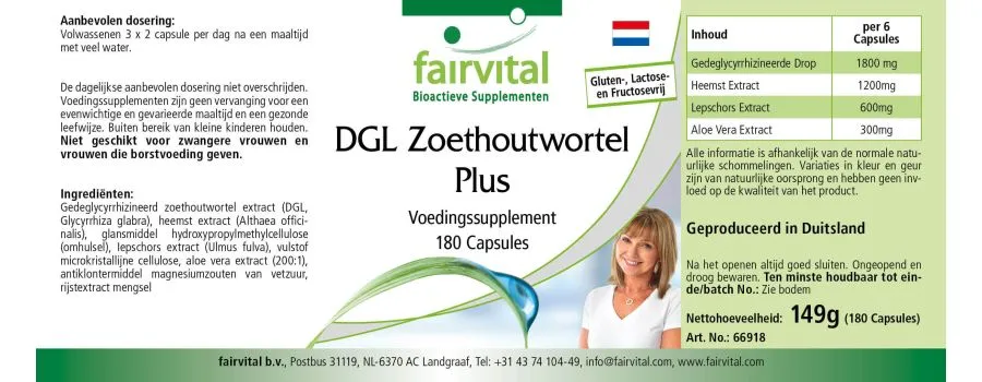 DGL Glycyrrhiza glabra Plus - 180 Cápsulas