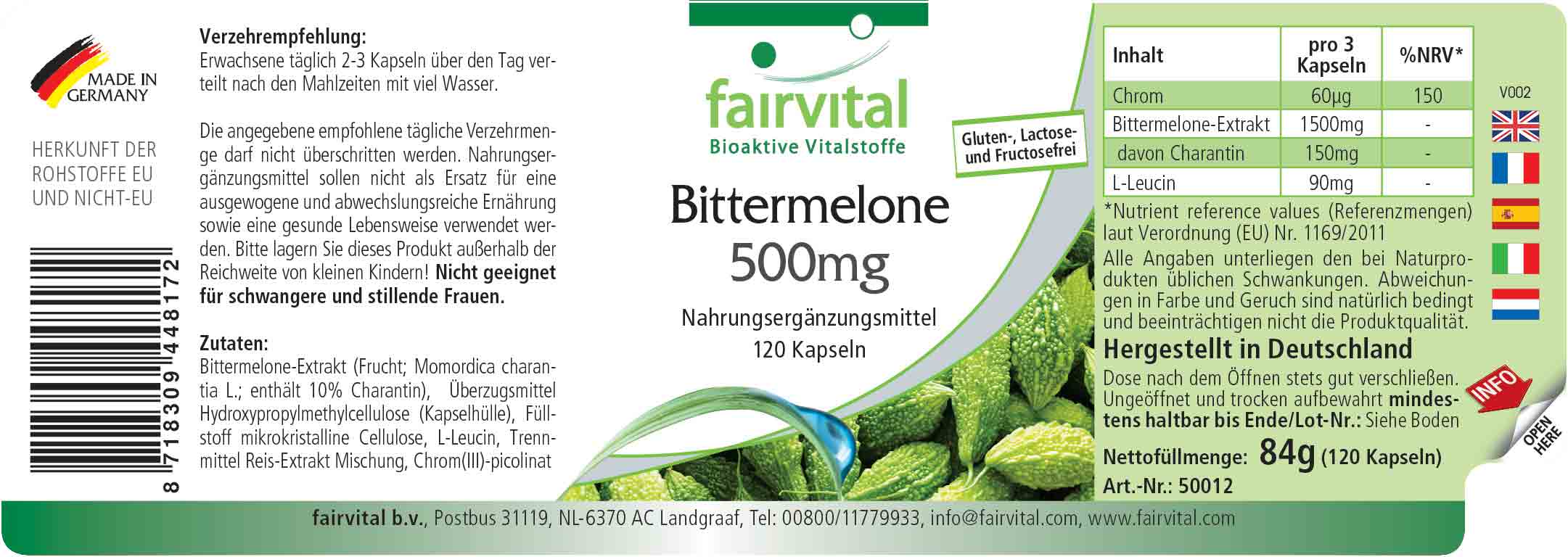 Melon amer 500mg avec chrome - 120 gélules - Sale - MHD 05/25