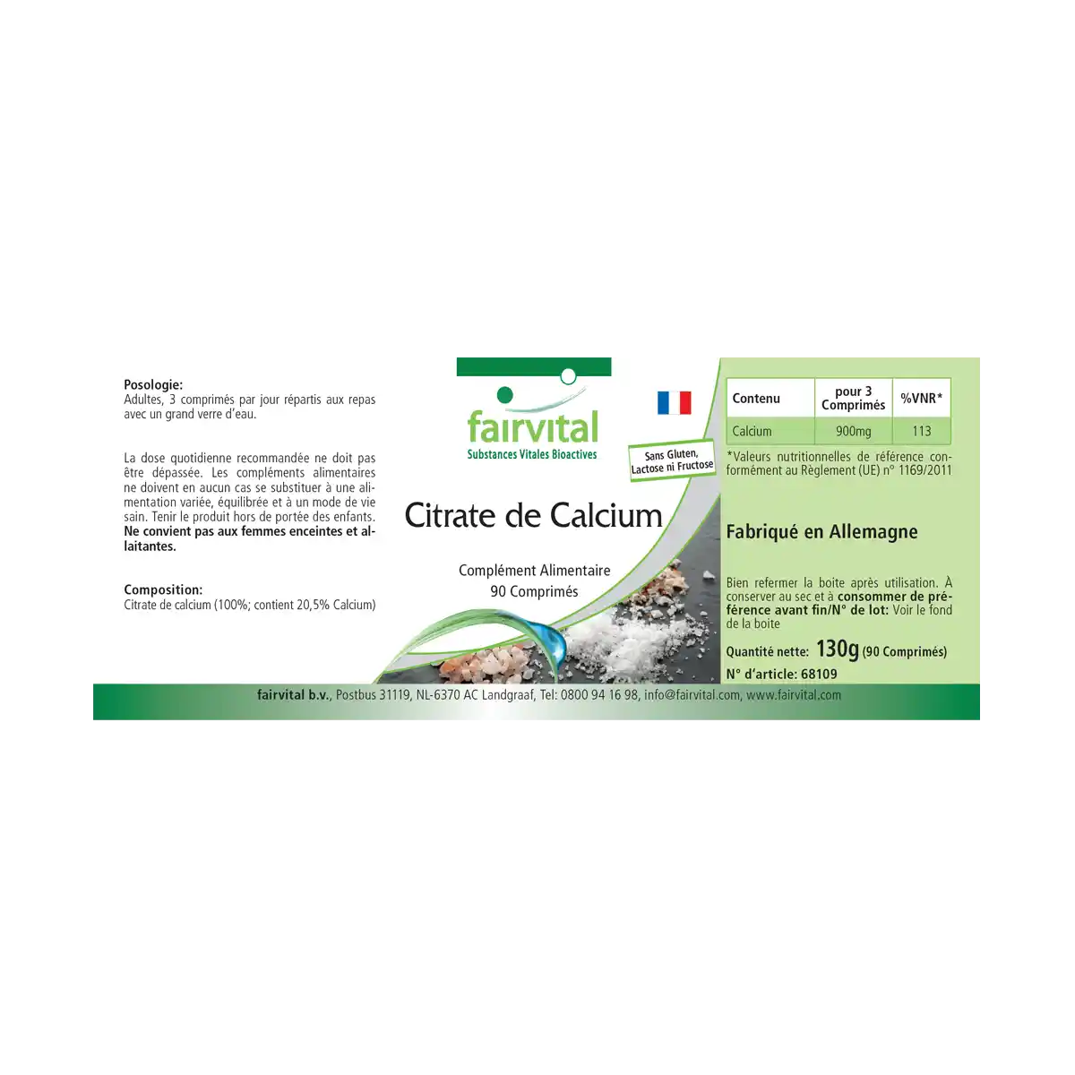 Citrate de Calcium avec 300mg de Calcium - 90 comprimés