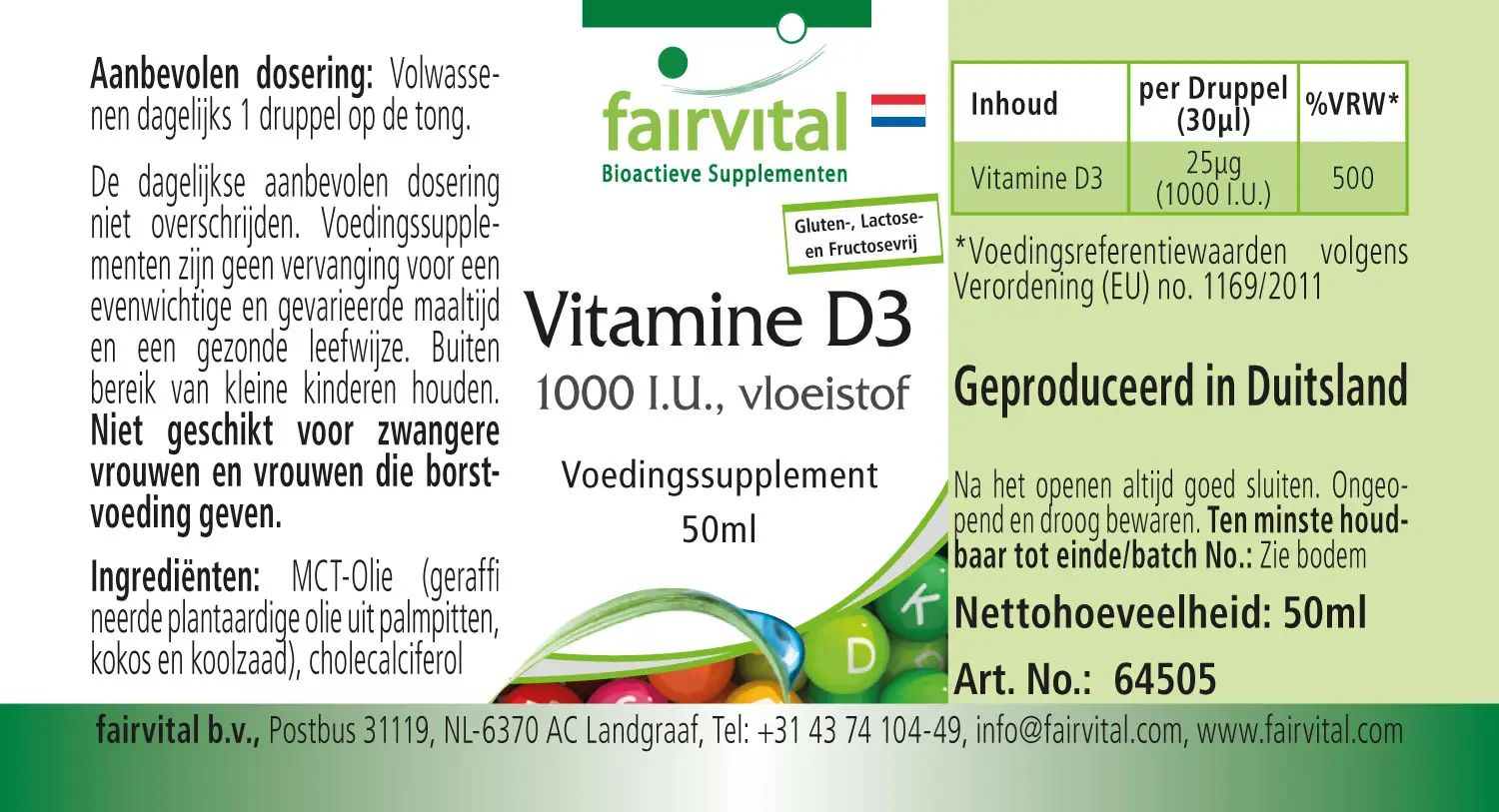 Vitamina D3 Liquida 50ml - 1000 U.I.  per goccia