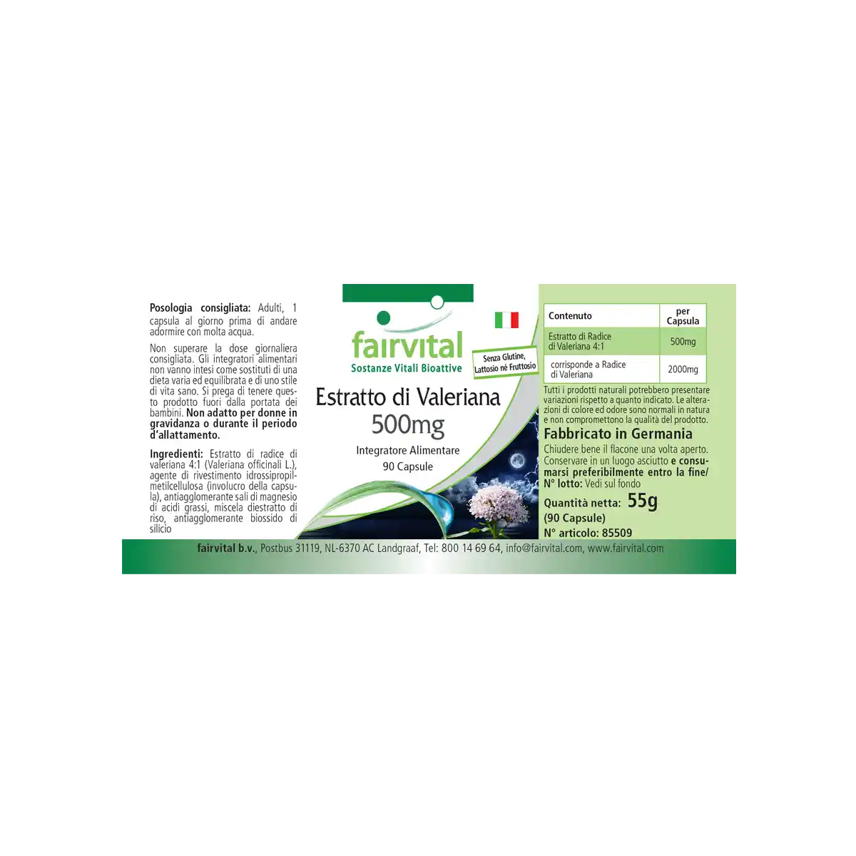 Estratto di Valeriana 500mg – 90 Capsule