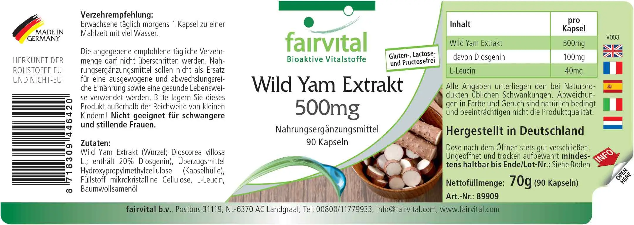 Wild Yam Extract 500mg - 90 Capsules