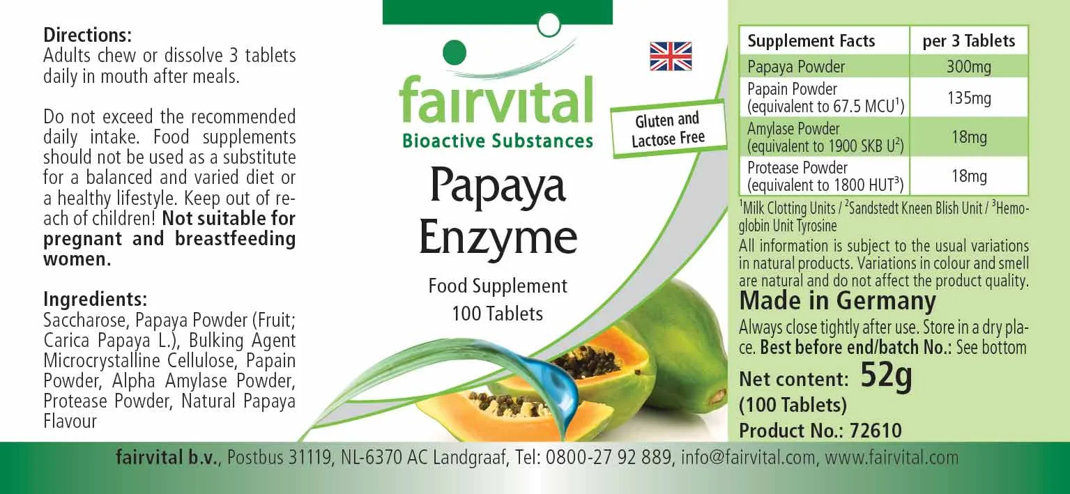 Enzyme de Papaye - 100 comprimés Ã  croquer