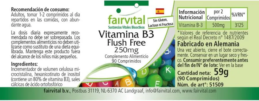 Vitamine B3 Flush Free 250mg - 90 comprimés