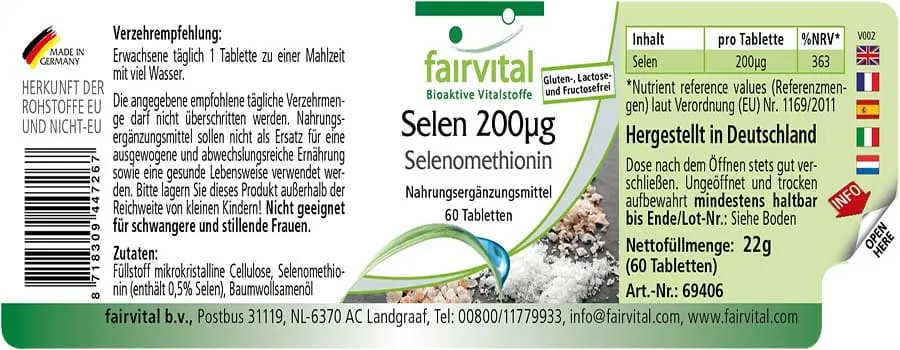 Selen 200µg aus Selenomethionin - 60 Tabletten