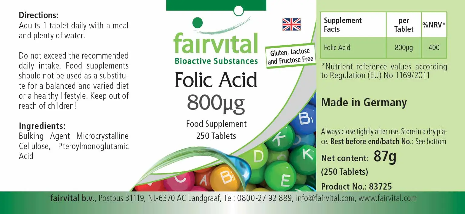 Folic Acid 800µg - 250 Tablets