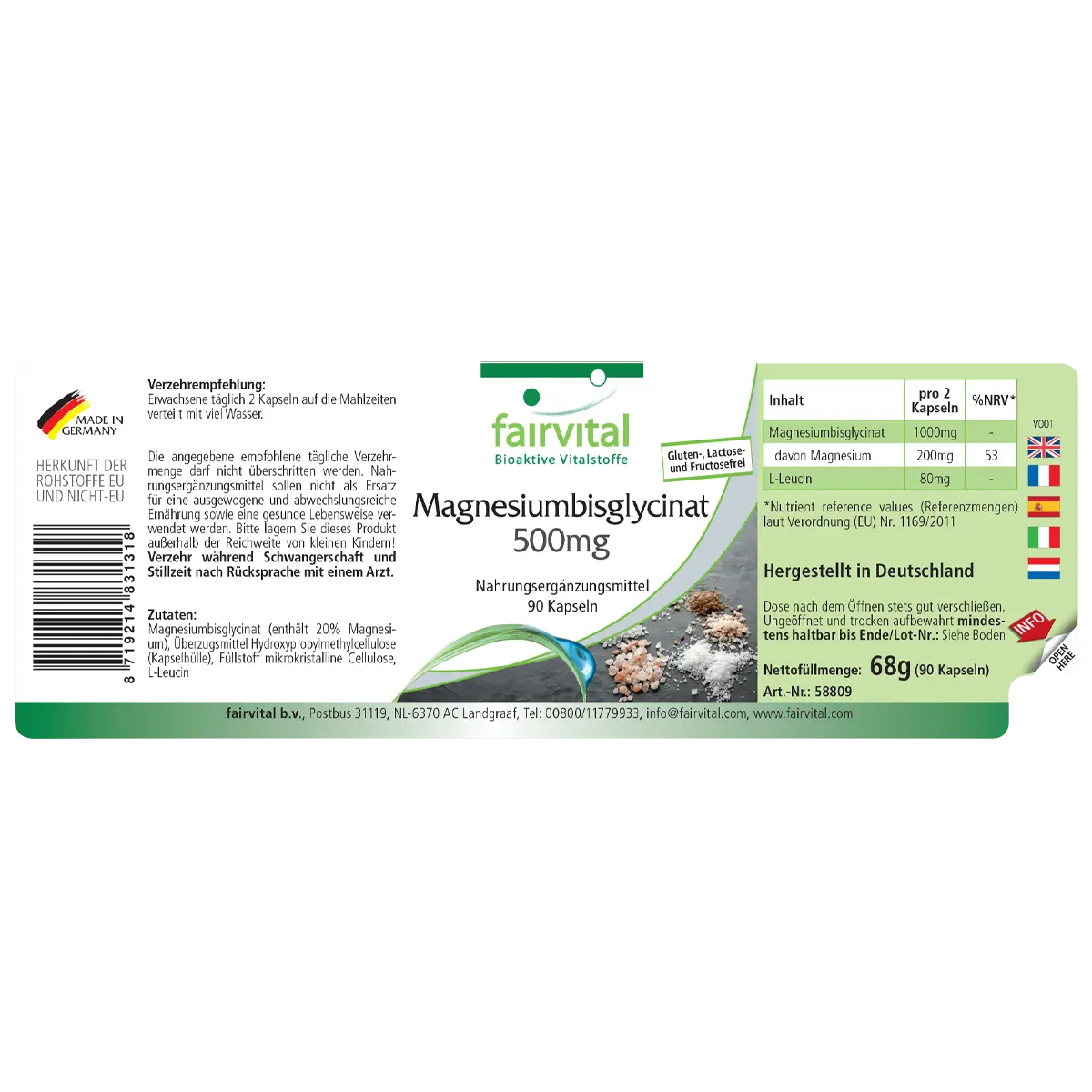 Magnesium bisglycinate 500mg - 90 Capsules