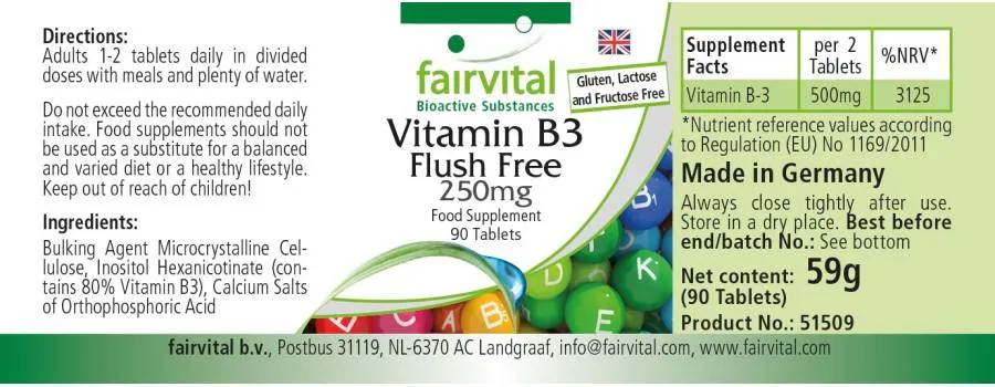 Vitamine B3 Flush Free 250mg - 90 comprimés