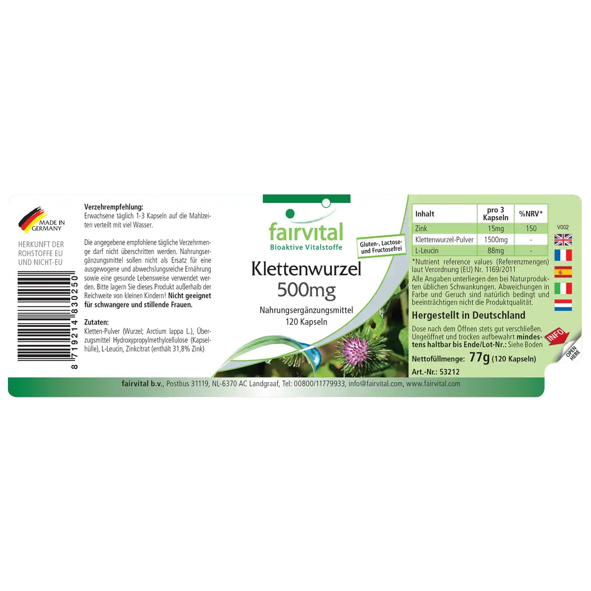 Burdock Root 500mg - 120 Capsules