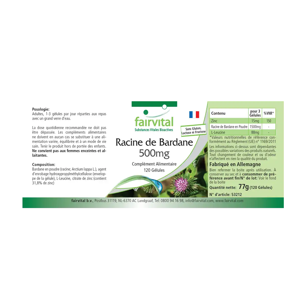 Racine de bardane 500mg - 120 gélules