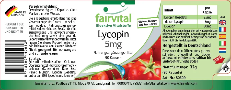 Lycopene 5mg - 90 Capsules