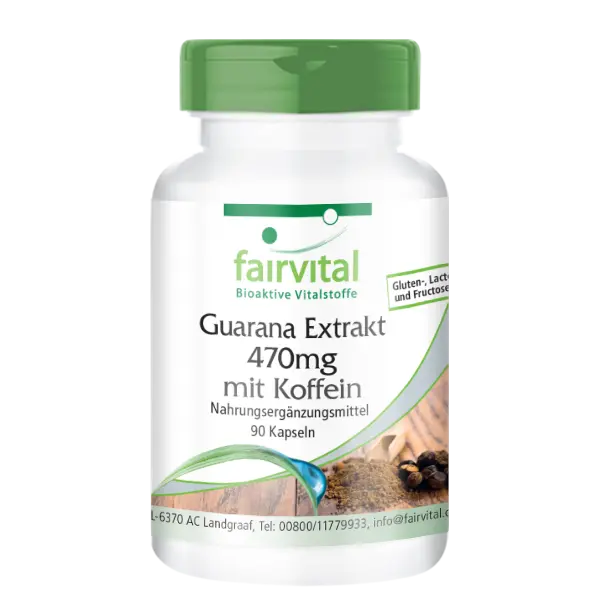 Guarana Extract 470mg with Caffeine - 90 Capsules