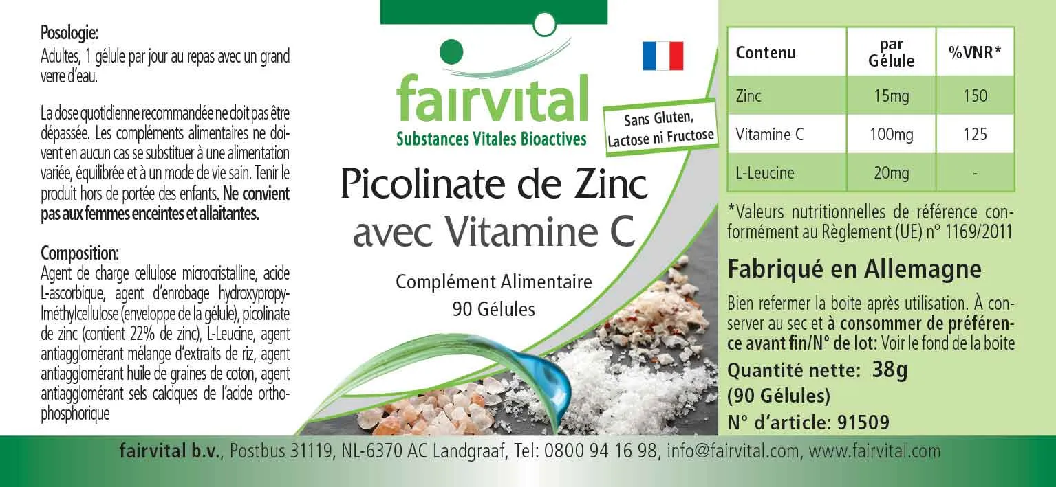 Picolinato de Zinc con Vitamina C - 90 cápsulas