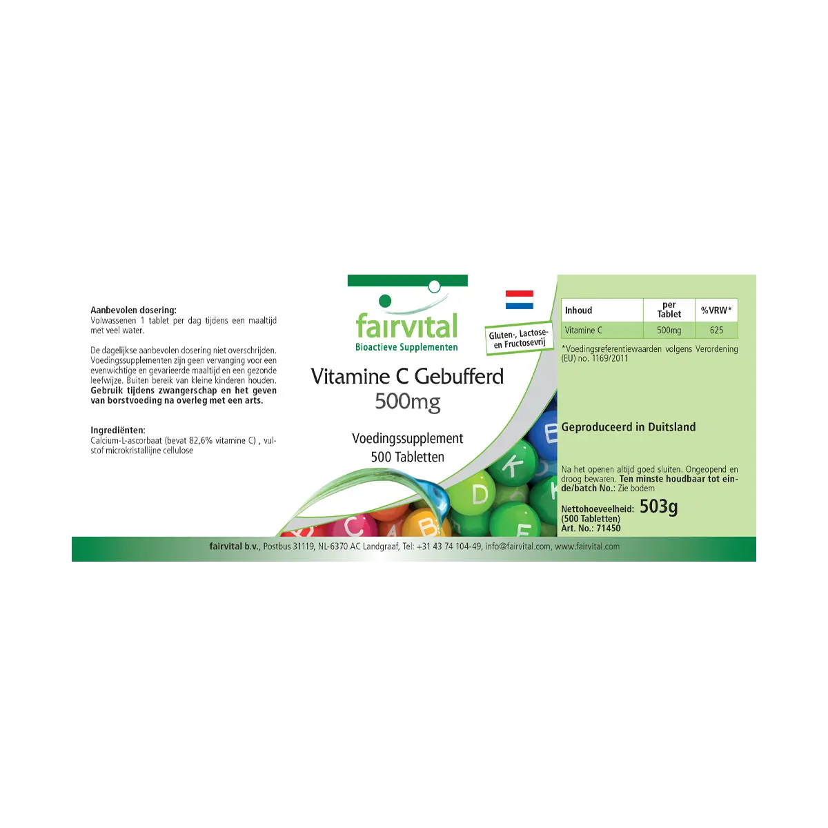 Vitamine C tamponnée 500mg - 500 comprimés