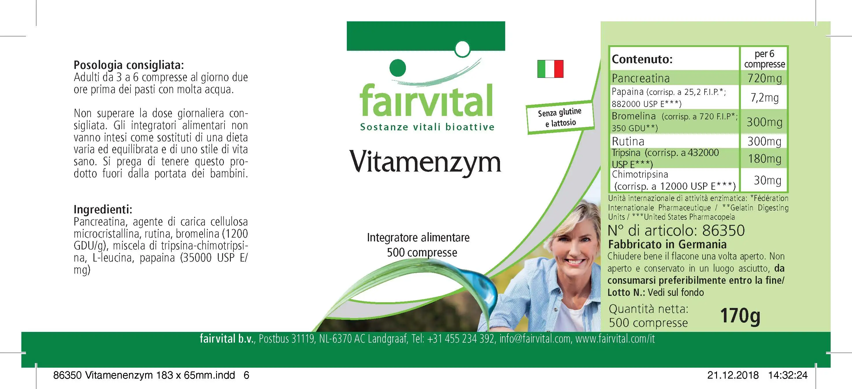 Vitamenzym - Complejo de vitaminas y enzimas - 500 comprimidos