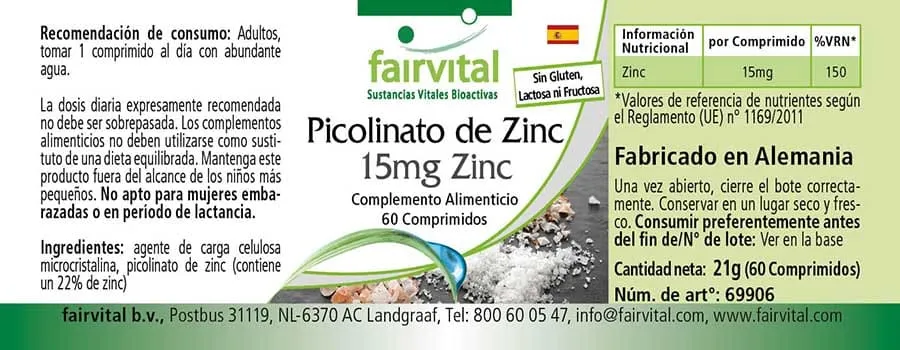 Zinc Picolinate 15mg Zinc - 60 Tablets