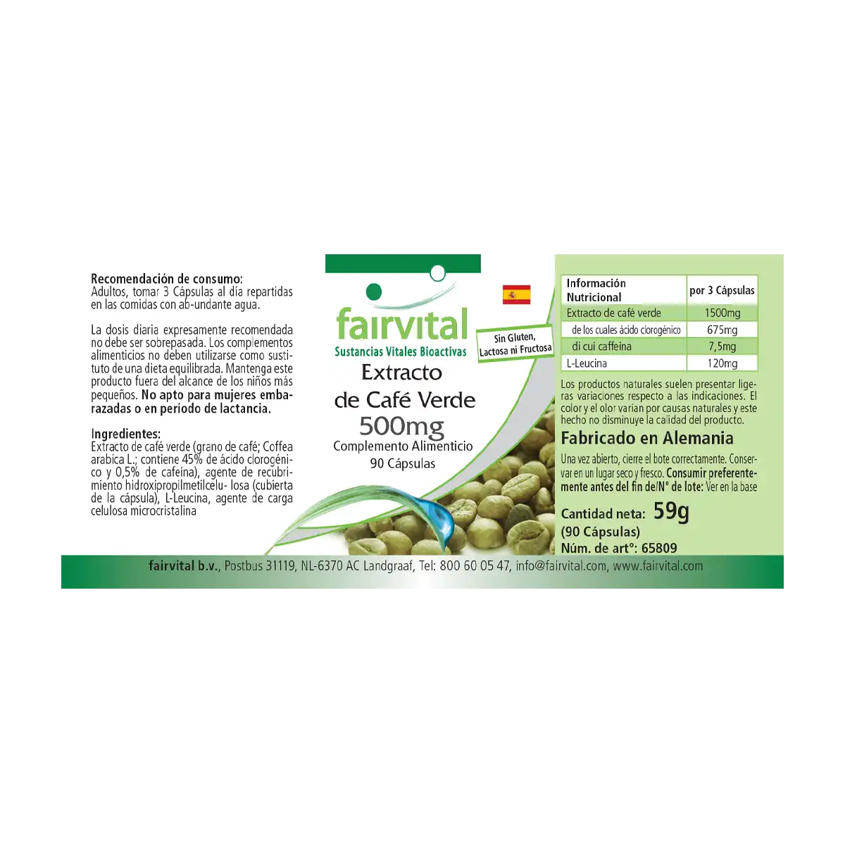 Estratto di caffè verde 500mg - 90 capsule