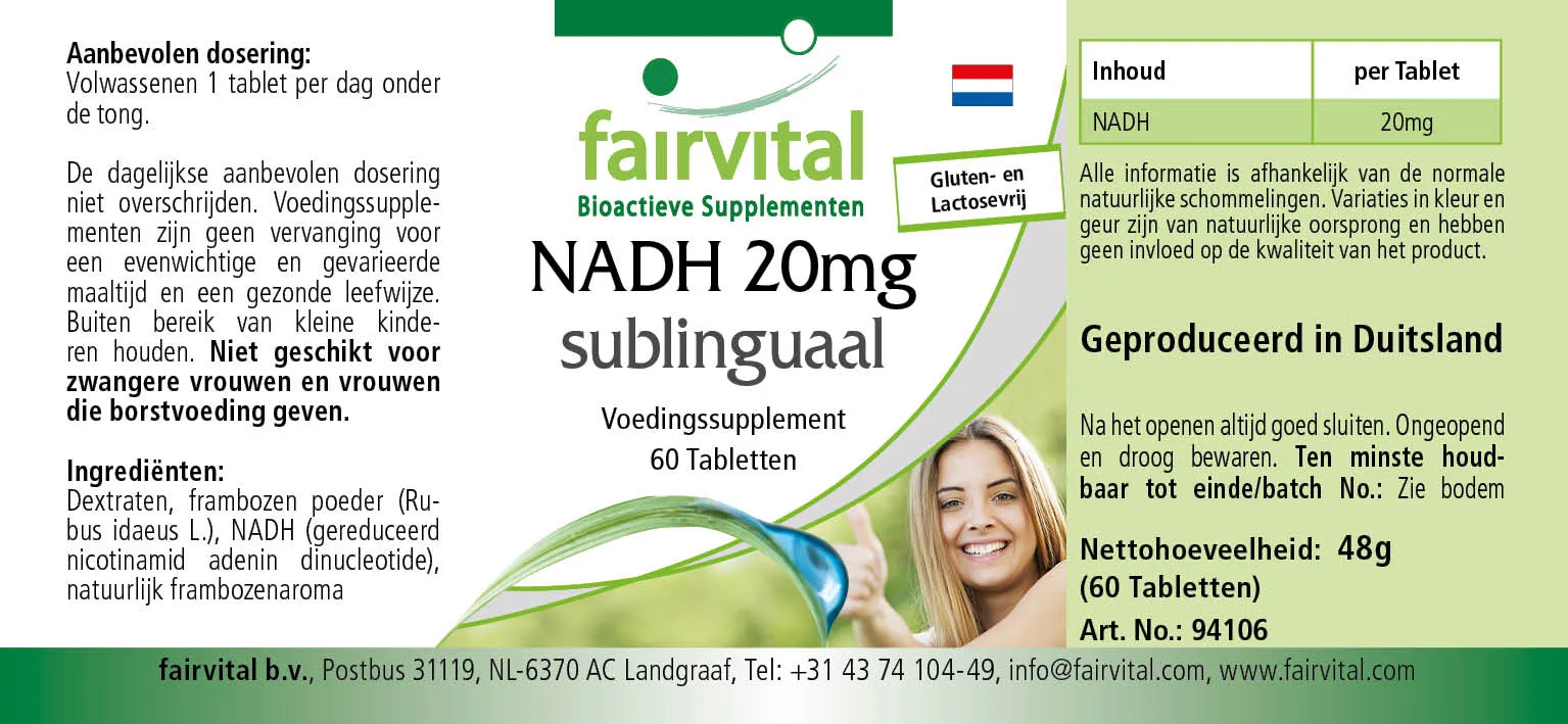 NADH 20mg sublingual - 60 comprimés