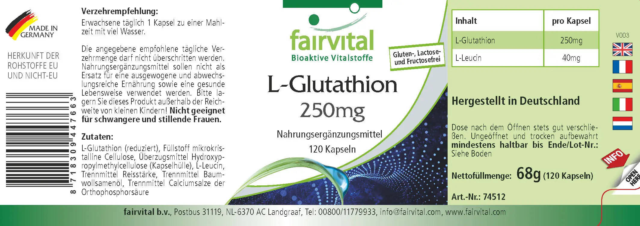 L-Glutatión 250mg - 120 cápsulas