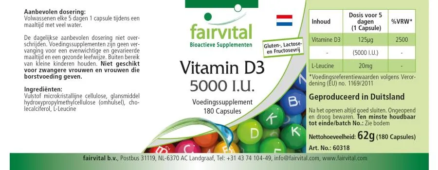 Vitamin D3 5000 I.U. - 180 Capsules