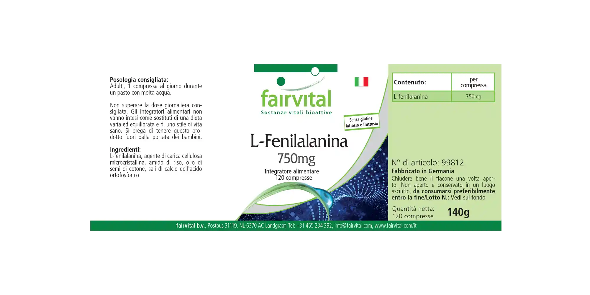 L-fenilalanina 750mg - 120 Compresse