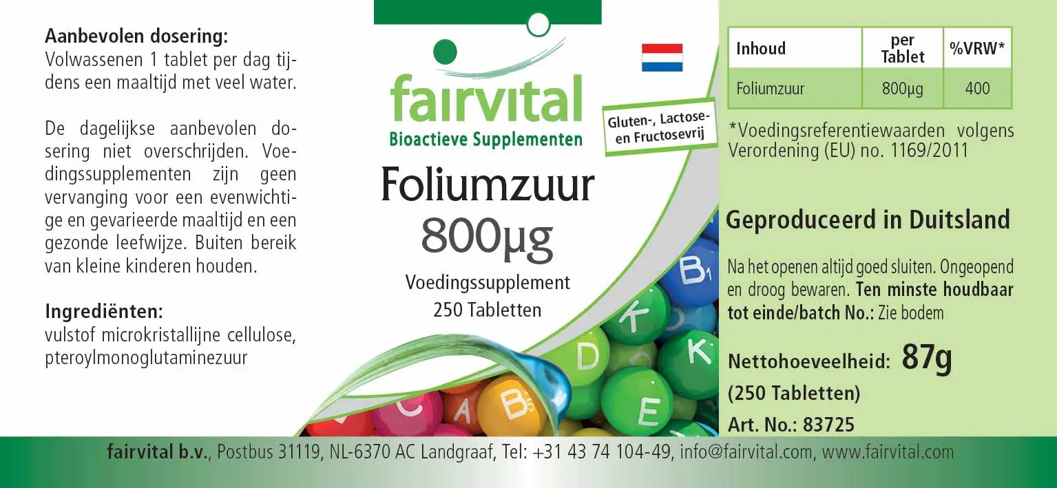 Folic Acid 800µg - 250 Tablets