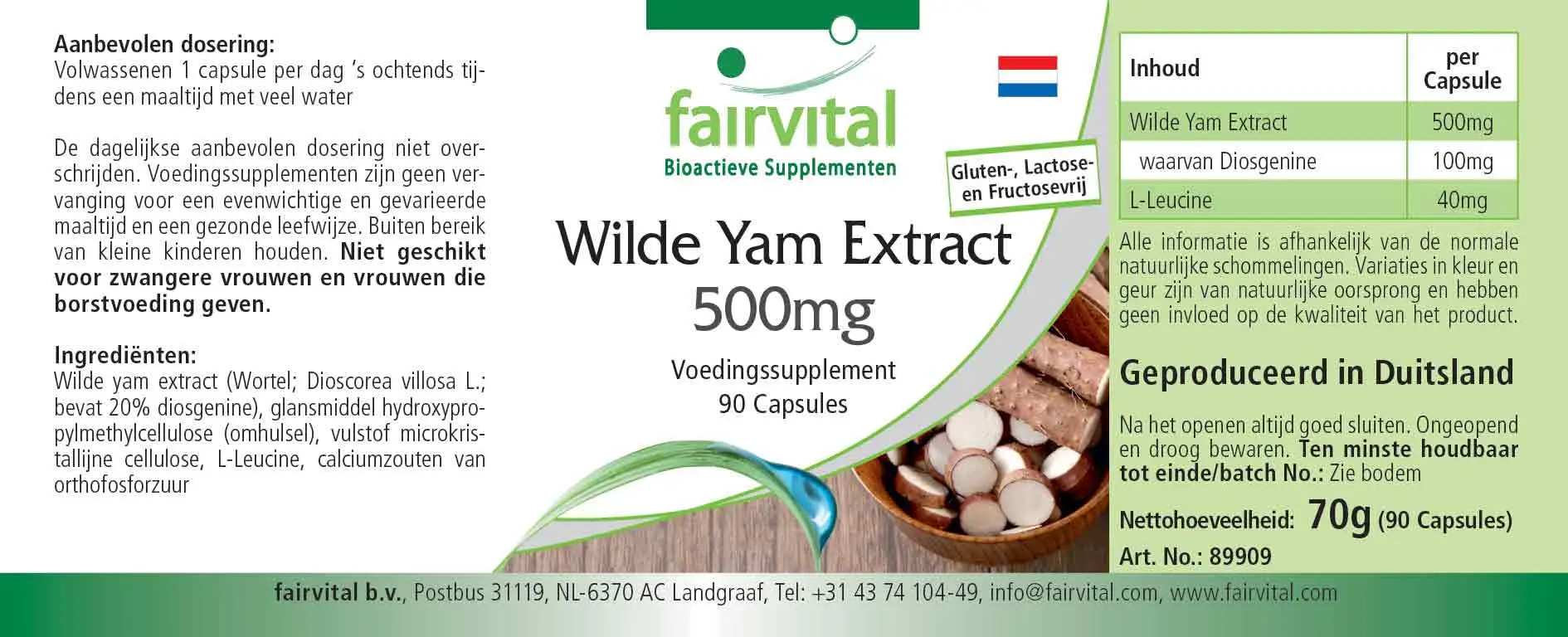 Wild Yam Extract 500mg - 90 Capsules