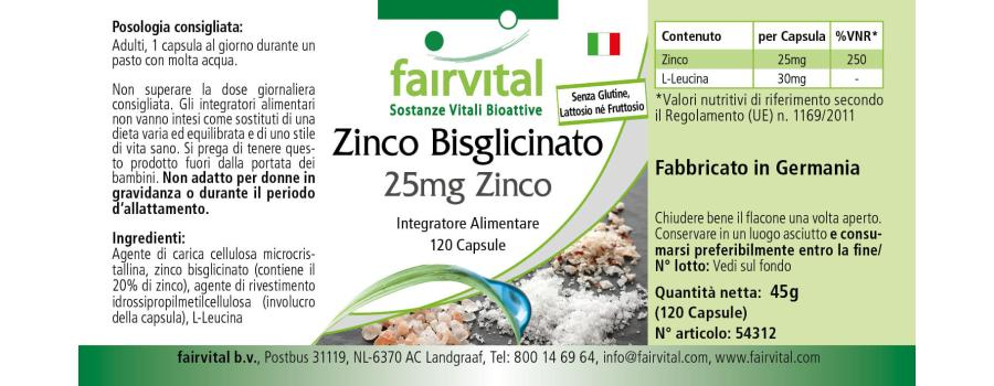 Zinco da bisglicinato di zinco