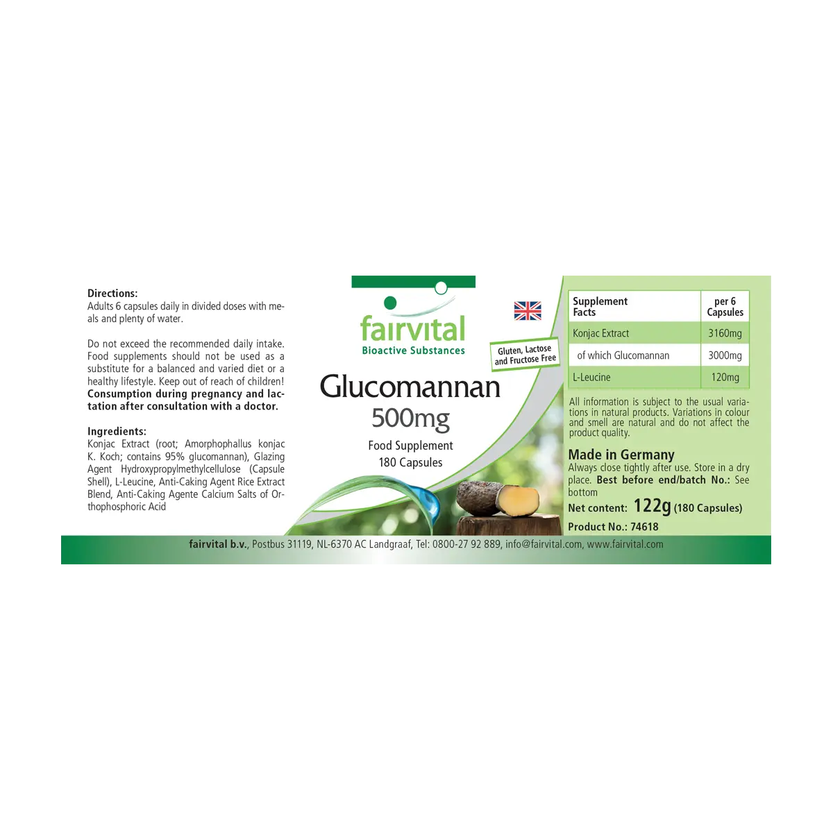 Glucomannan 500mg - Konjakwurzel