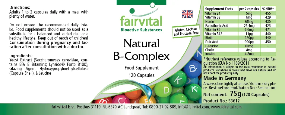 Complejo de vitamina B natural - 120 cápsulas