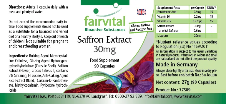 Safran Extrakt 30mg - 90 Kapseln